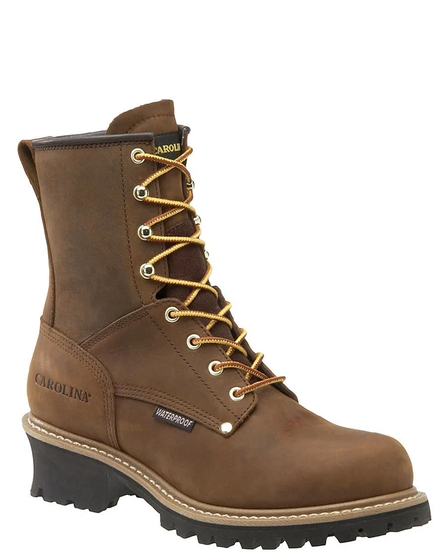 Mens 8 Crazy Horse Logger Steel-Toe Boots