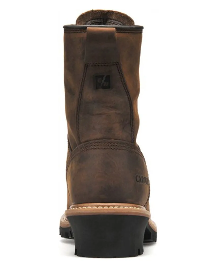 Mens 8 Crazy Horse Logger Steel-Toe Boots