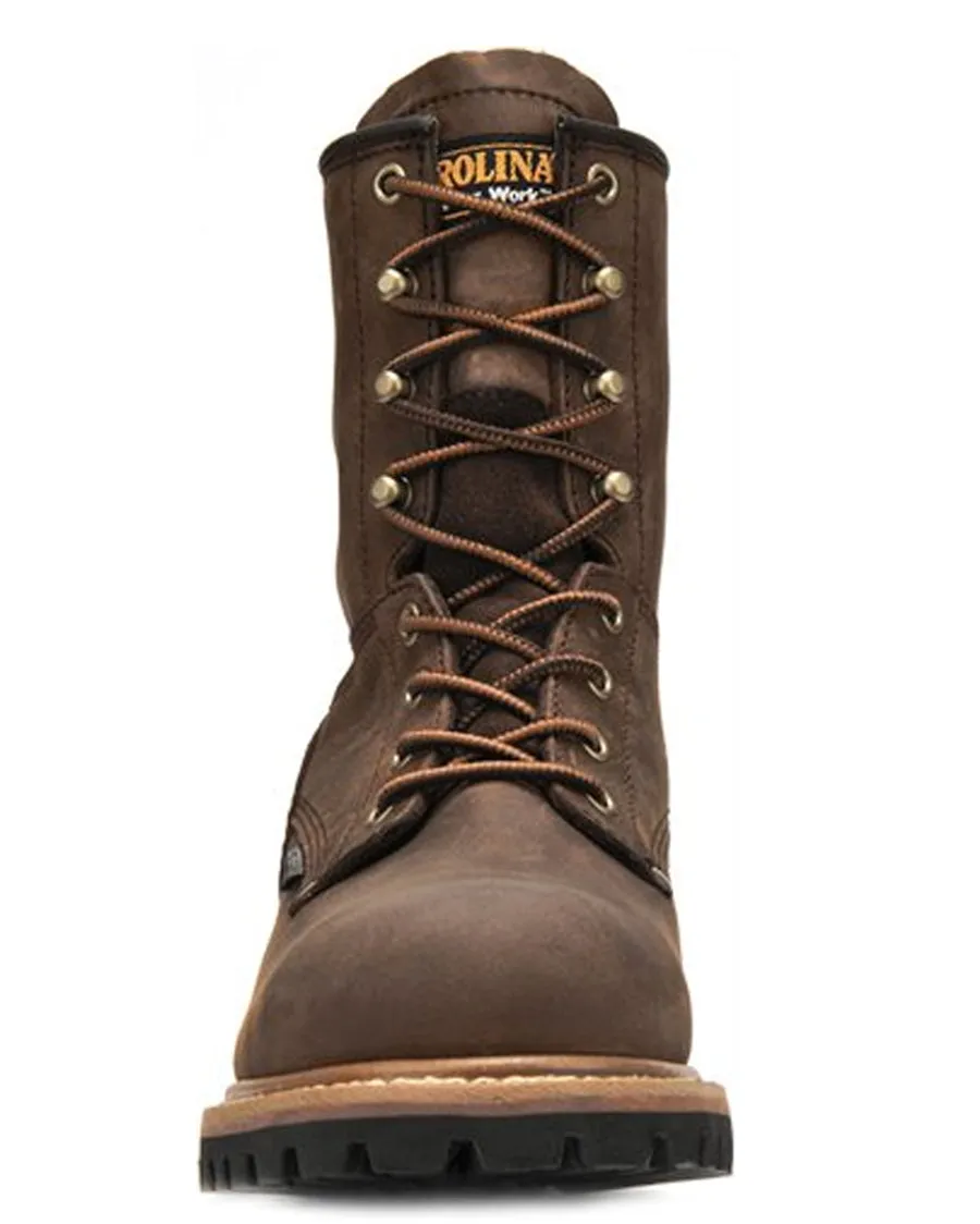 Mens 8 Crazy Horse Logger Steel-Toe Boots