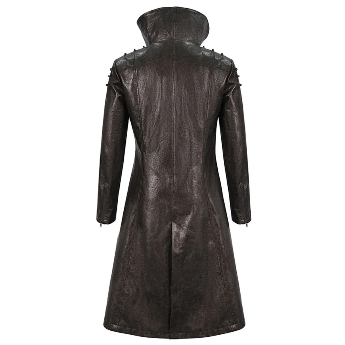 men's coat DEVIL FASHION - Villain Blues Punk Faux Leather Trench Coat - Brown - CT18002  -  Metal-shop