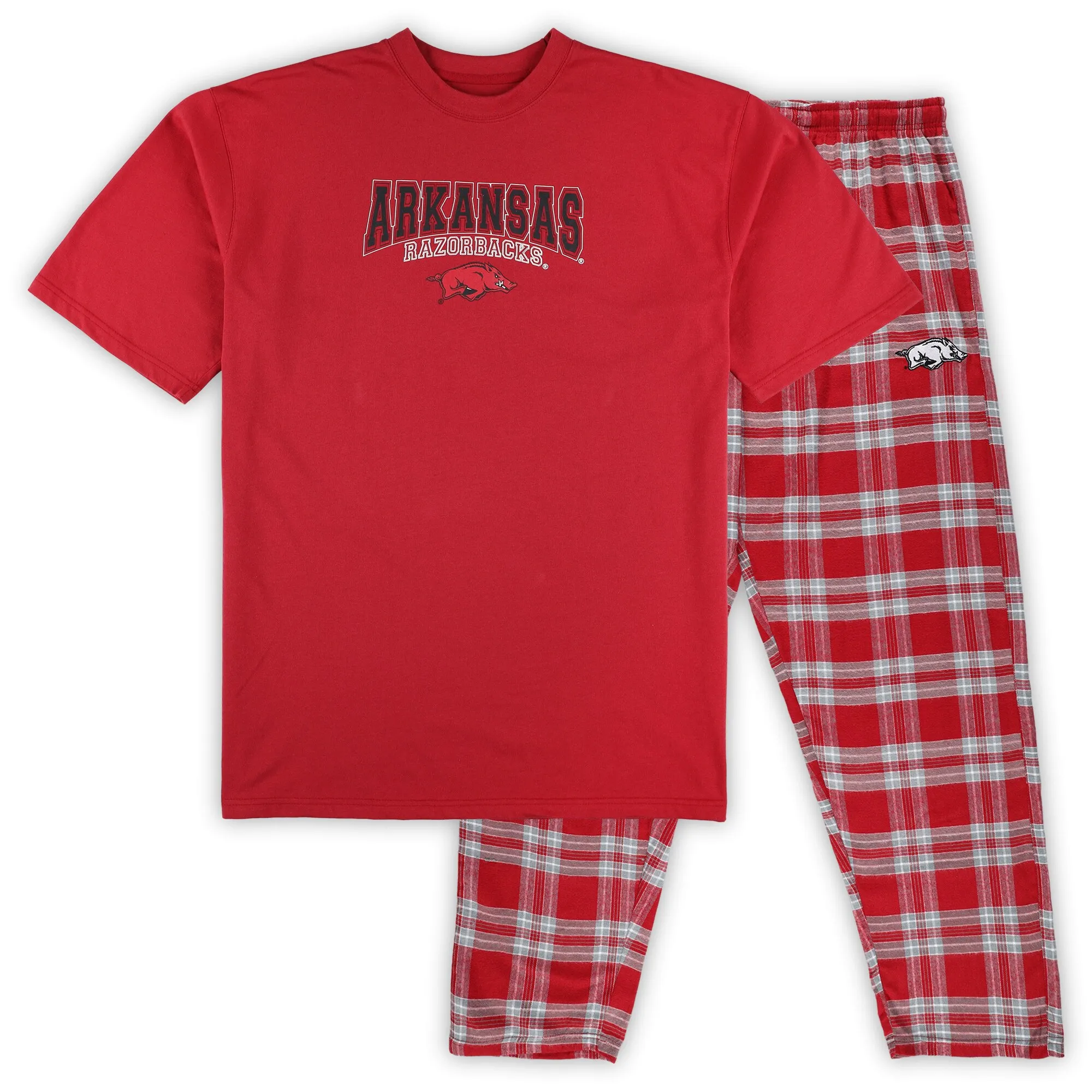 Men's Profile Cardinal/Gray Arkansas Razorbacks Big & Tall 2-Pack T-Shirt & Flannel Pants Set