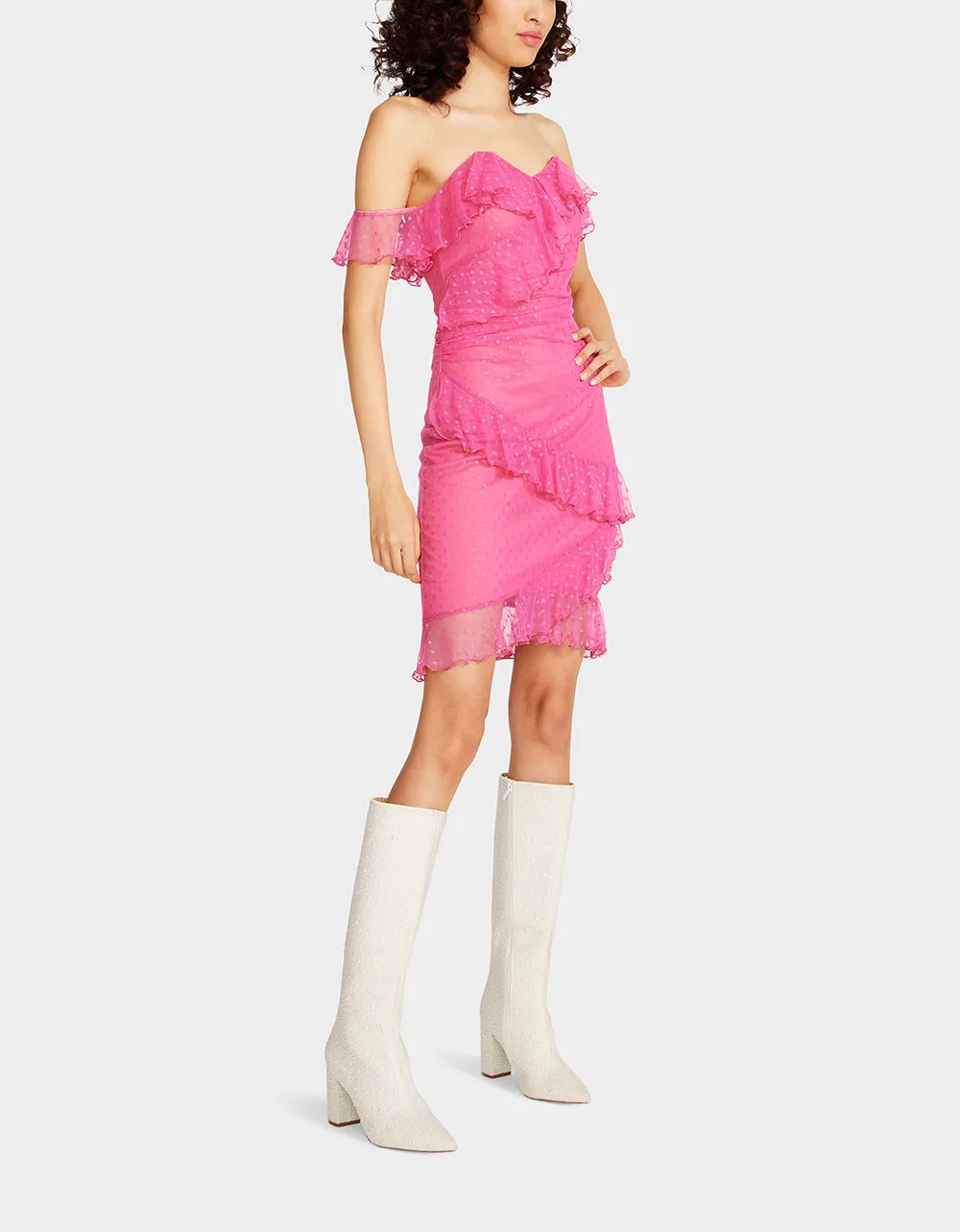 MESHING AROUND STRAPLESS MINI DRESS PINK | RE:LUV