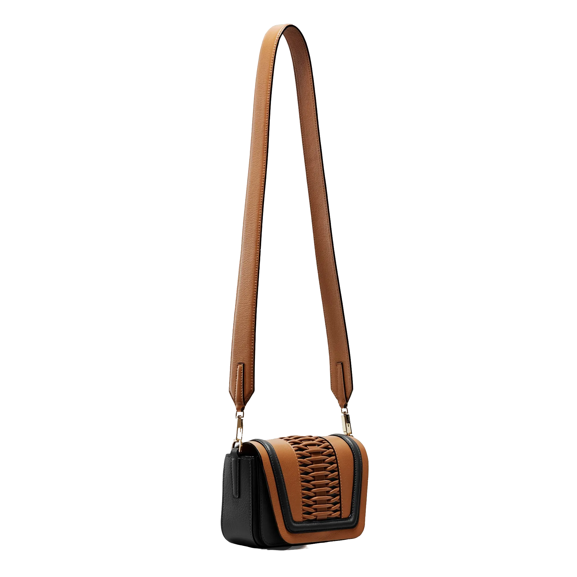 Mini Eugenia braided camel/black crossbody