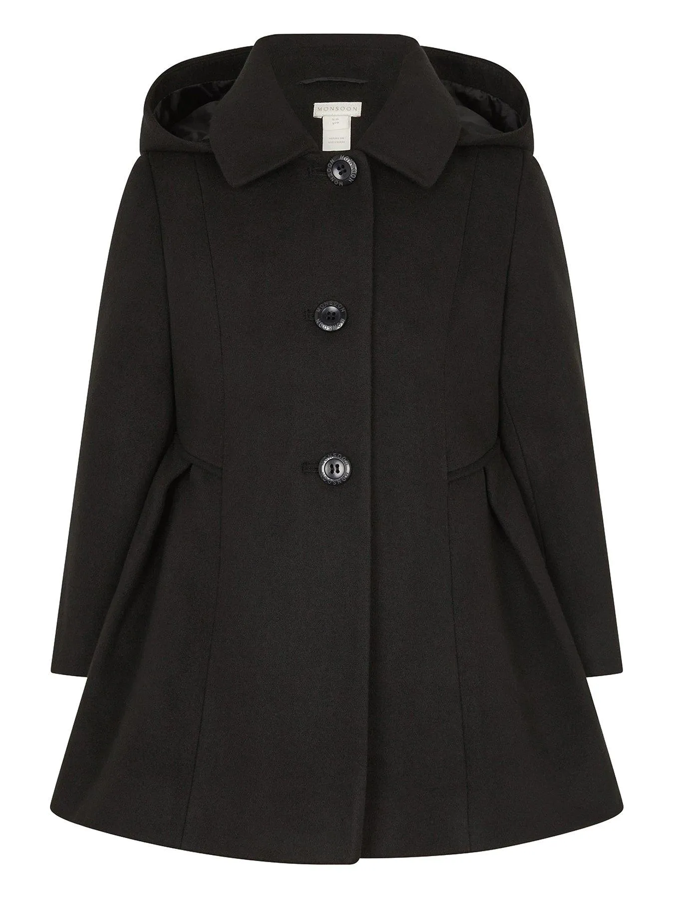 Monsoon Girls Pleated Skirt Coat - Black