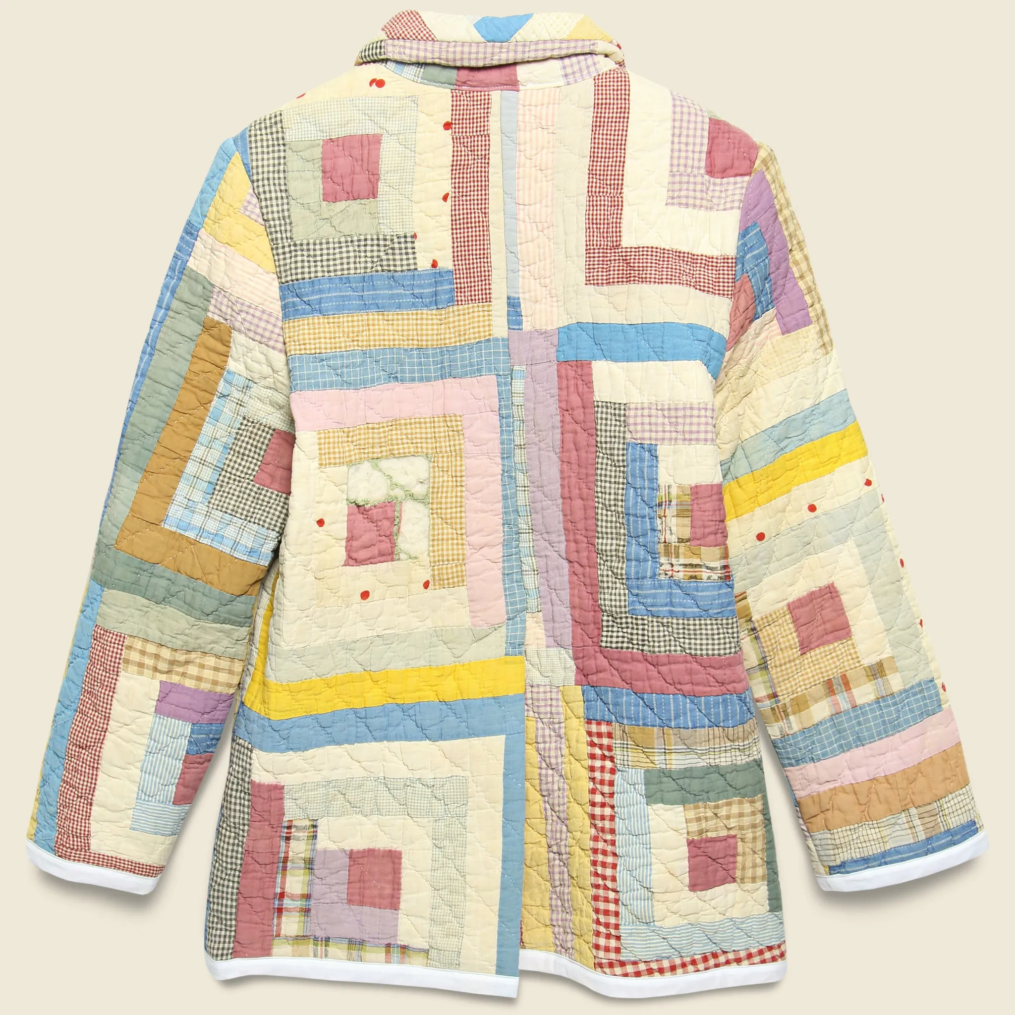 Moving Day Quilt Jacket - Mustard/Neutral Log Cabin