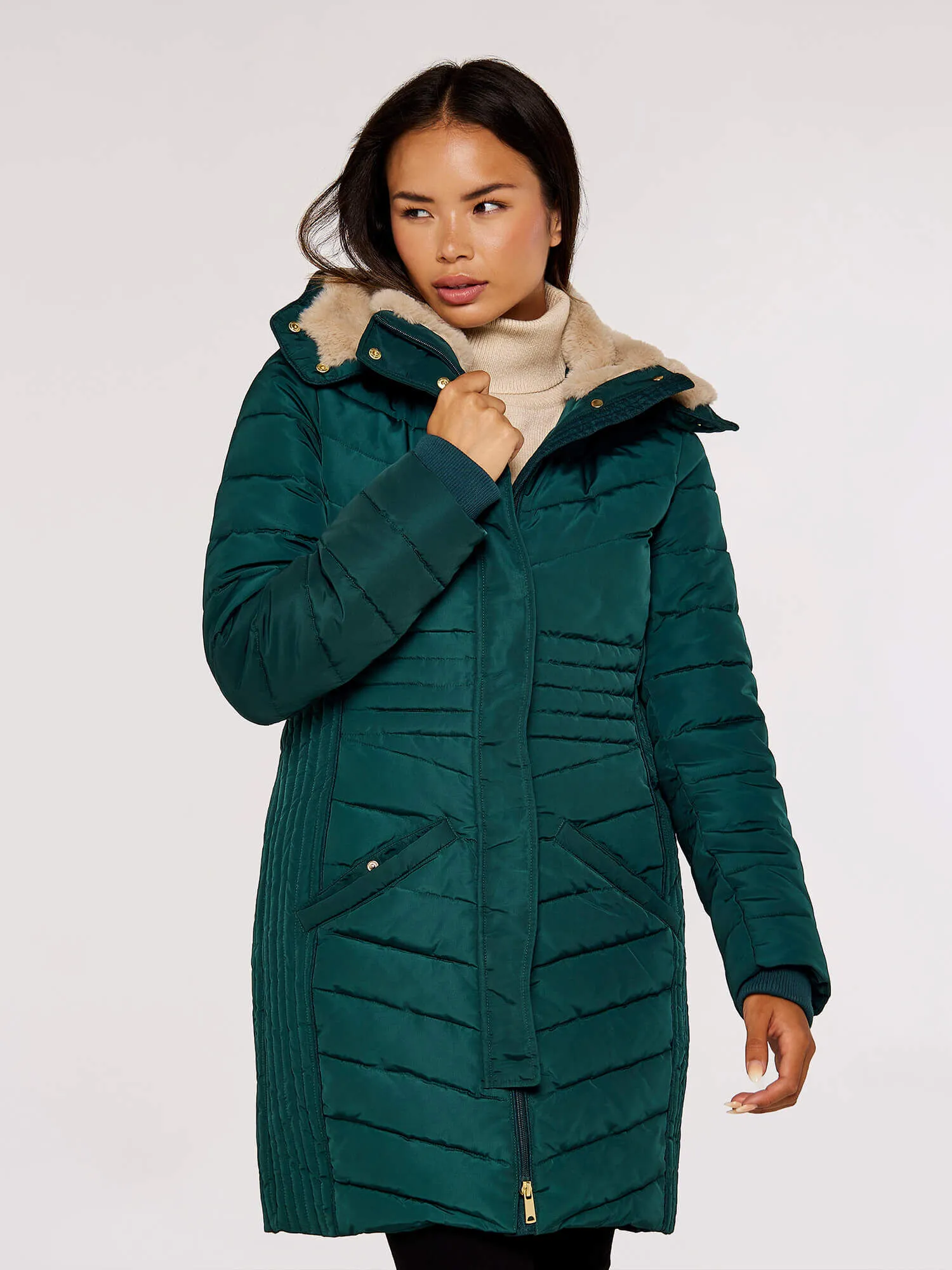 Multi-panel Puffer Coat | Apricot Clothing