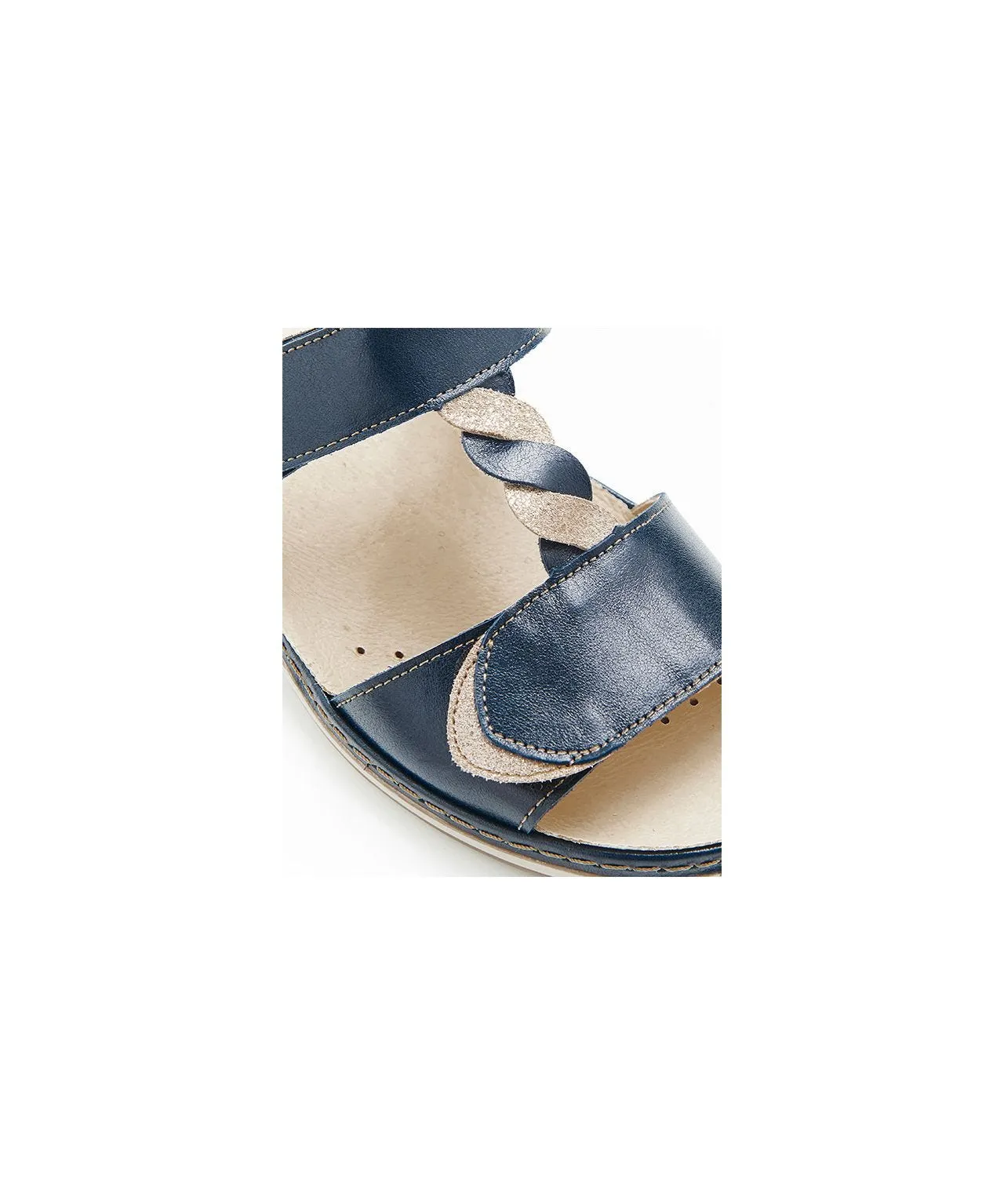 Navy Blue Leather Sandals