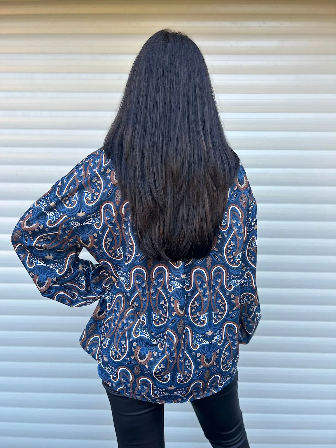 Navy Paisley Print Blouse Elsie