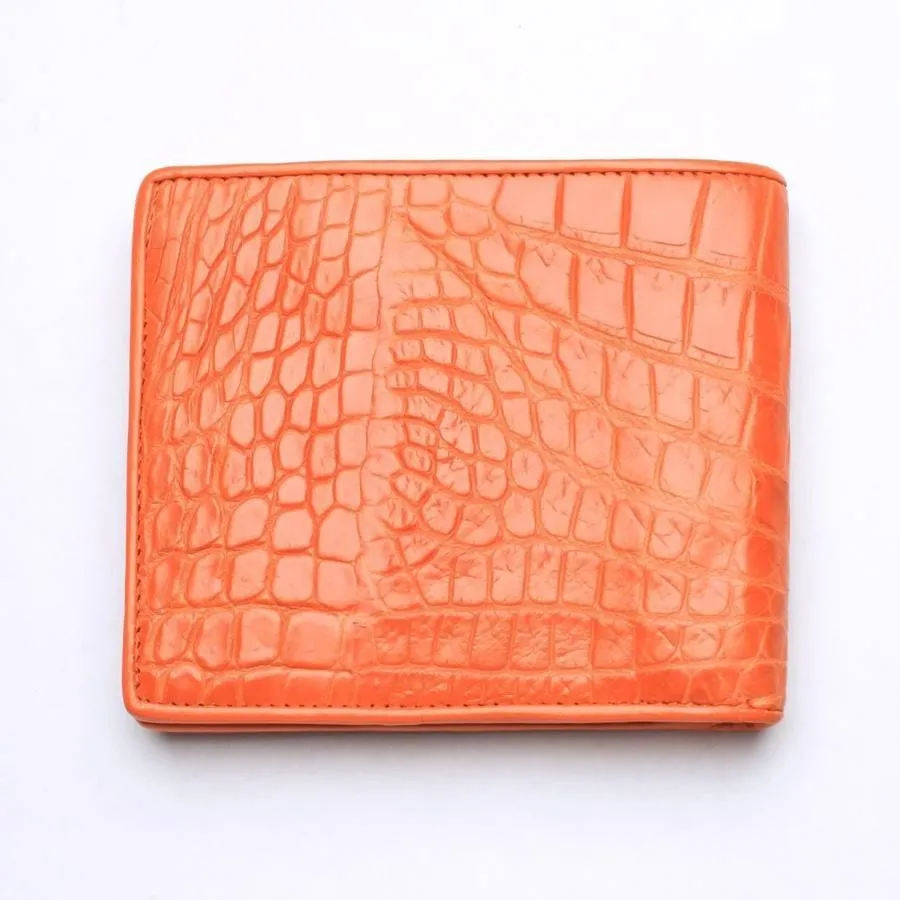 Orange Crocodile Backbone Skin Wallet