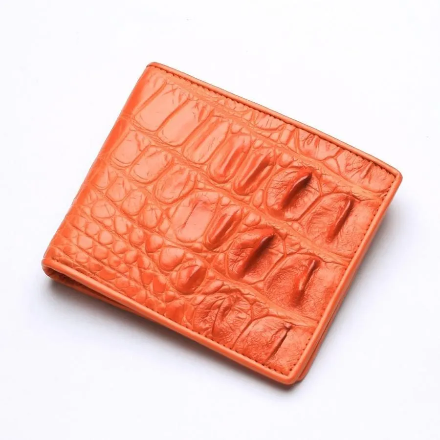 Orange Crocodile Backbone Skin Wallet