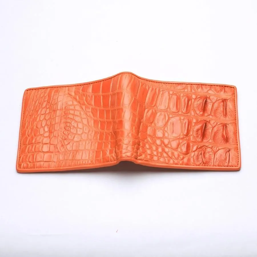 Orange Crocodile Backbone Skin Wallet