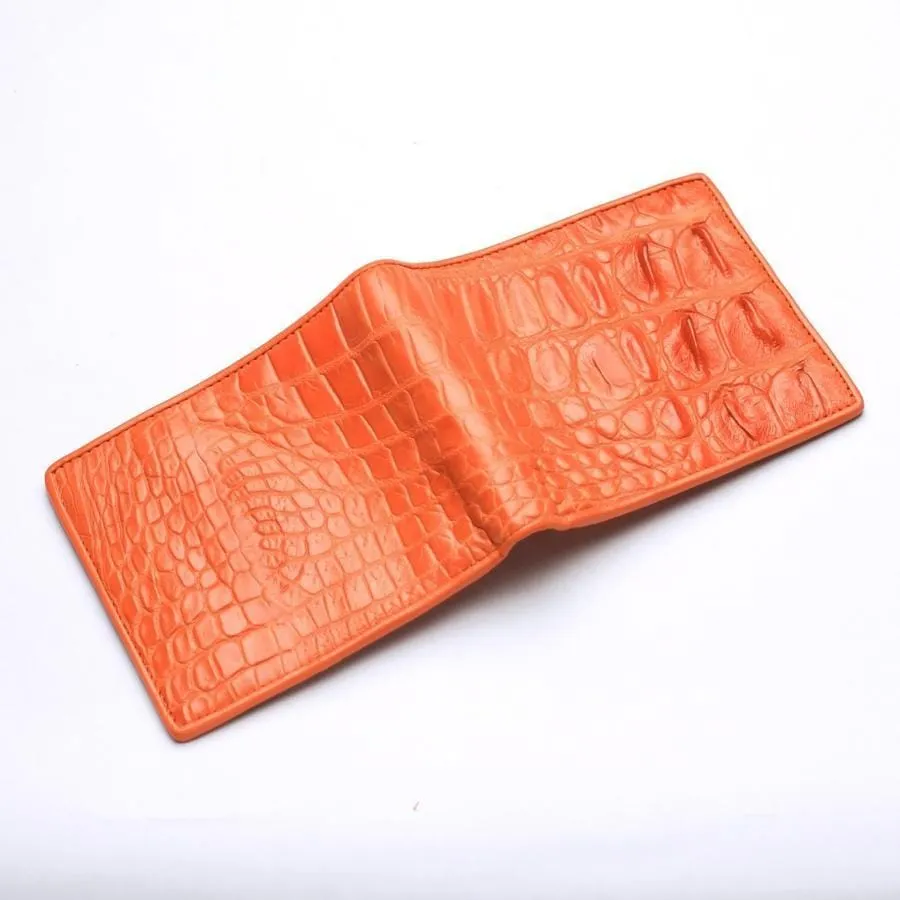 Orange Crocodile Backbone Skin Wallet