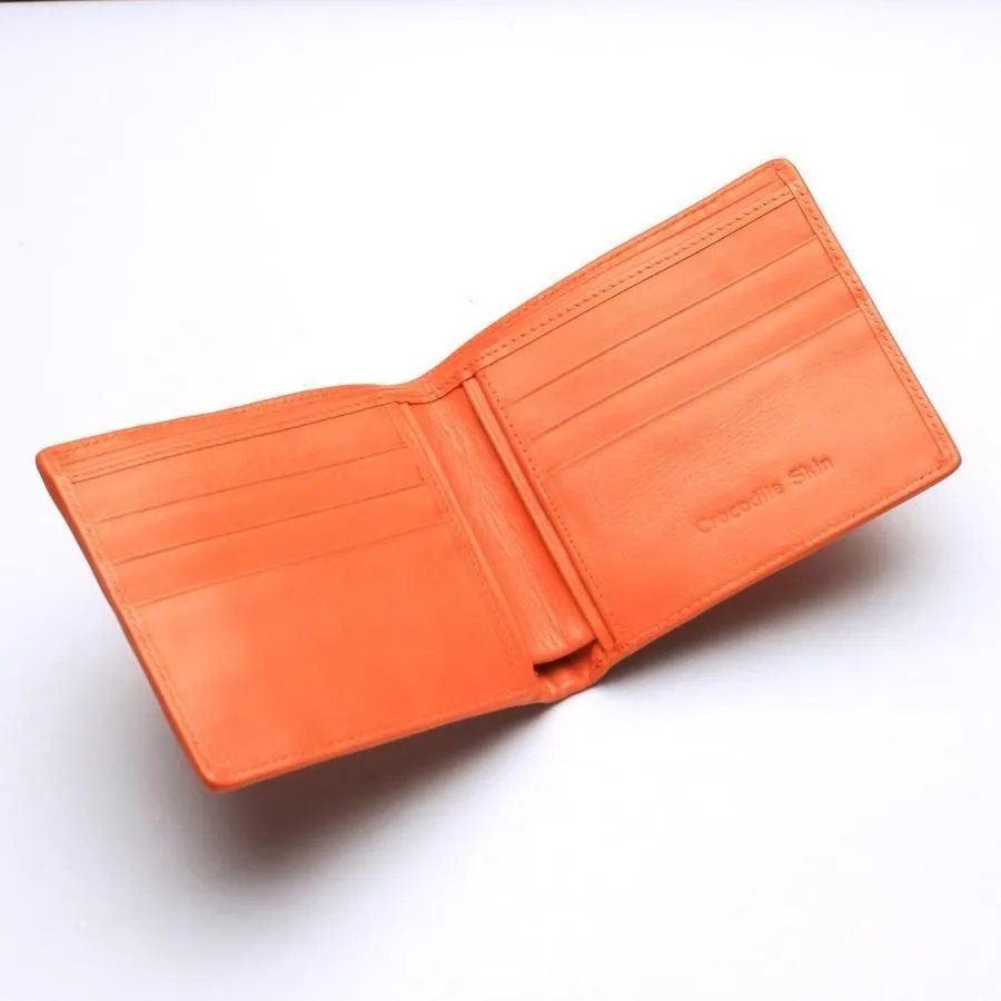 Orange Crocodile Backbone Skin Wallet