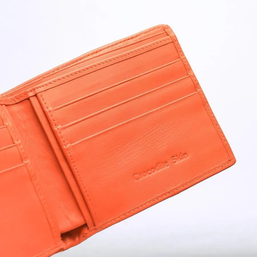 Orange Crocodile Backbone Skin Wallet