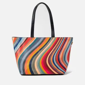 Paul Smith Swirl Striped Leather Tote Bag