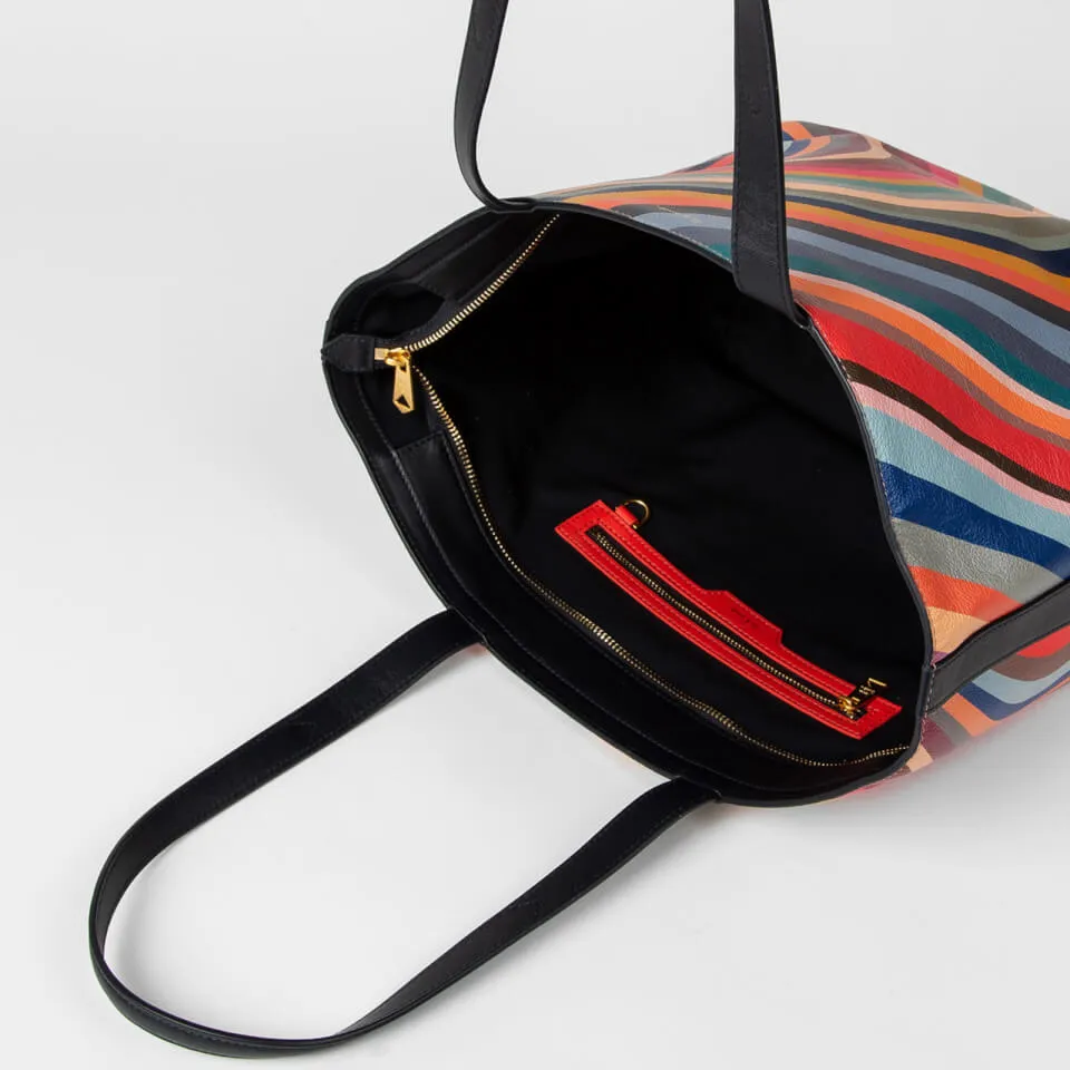 Paul Smith Swirl Striped Leather Tote Bag