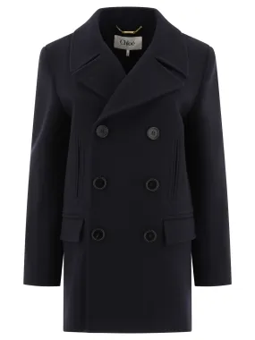 PEA COAT IN DOUBLE WOOL CRPE