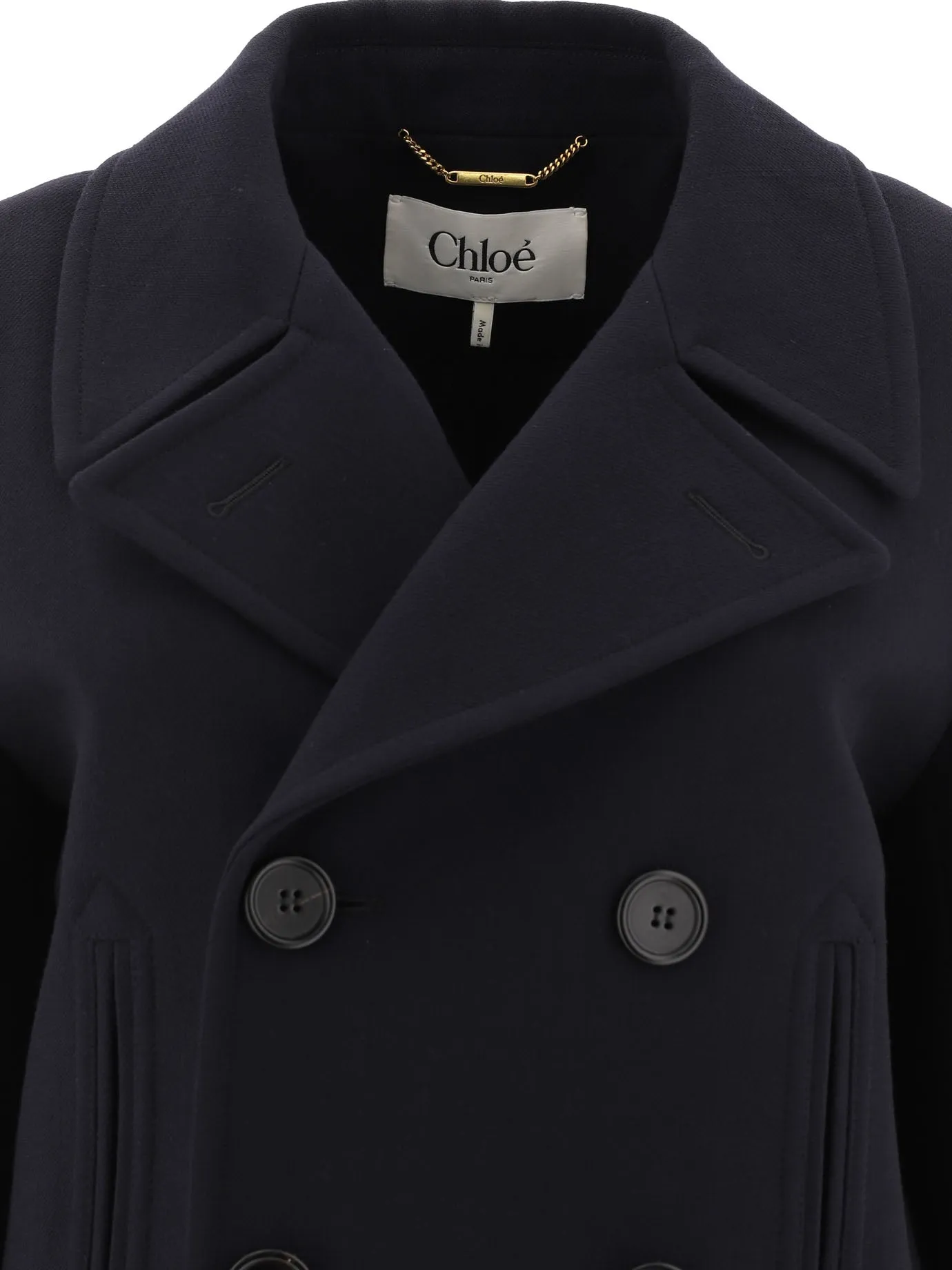 PEA COAT IN DOUBLE WOOL CRPE