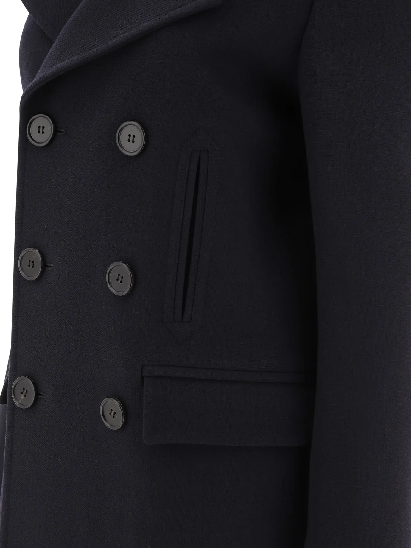 PEA COAT IN DOUBLE WOOL CRPE