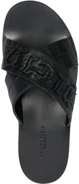 Philipp Plein logo-lettering open toe sandals Black