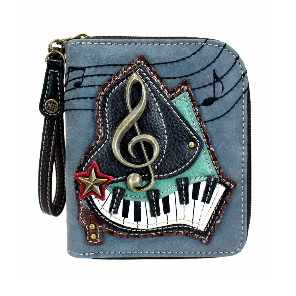 Piano Zip-Around Wallet in Indigo