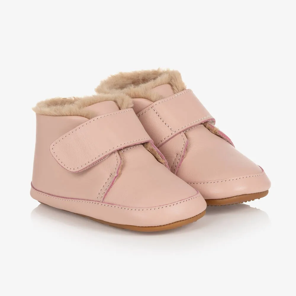 Pink Leather First Walker Boots