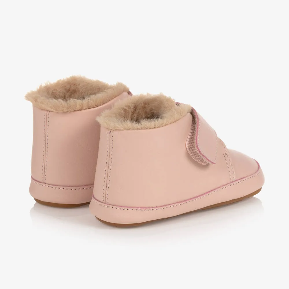 Pink Leather First Walker Boots