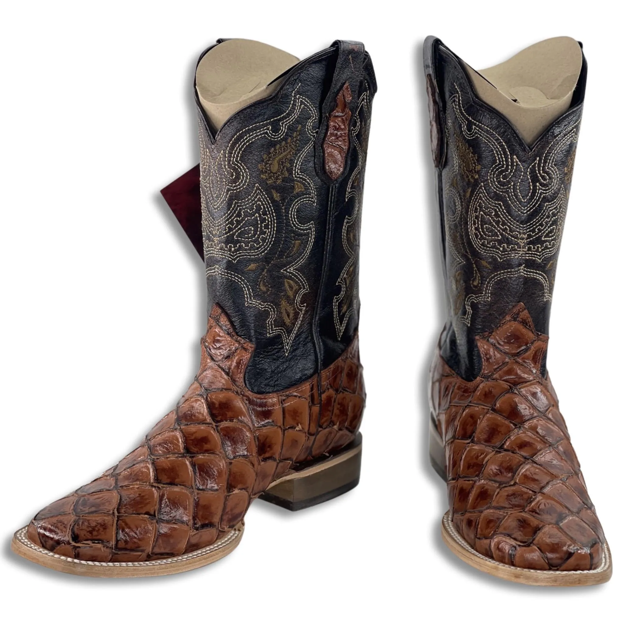 PRINT FISH BOOTS | CONGAC MEN SQUARE TOE WESTERN BOOTS STYLE #1212