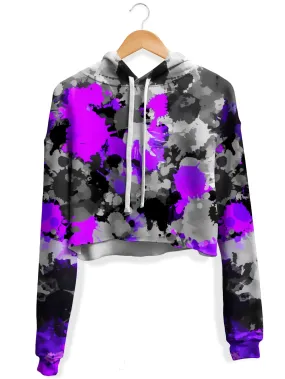 Purple Drip Fleece Crop Hoodie