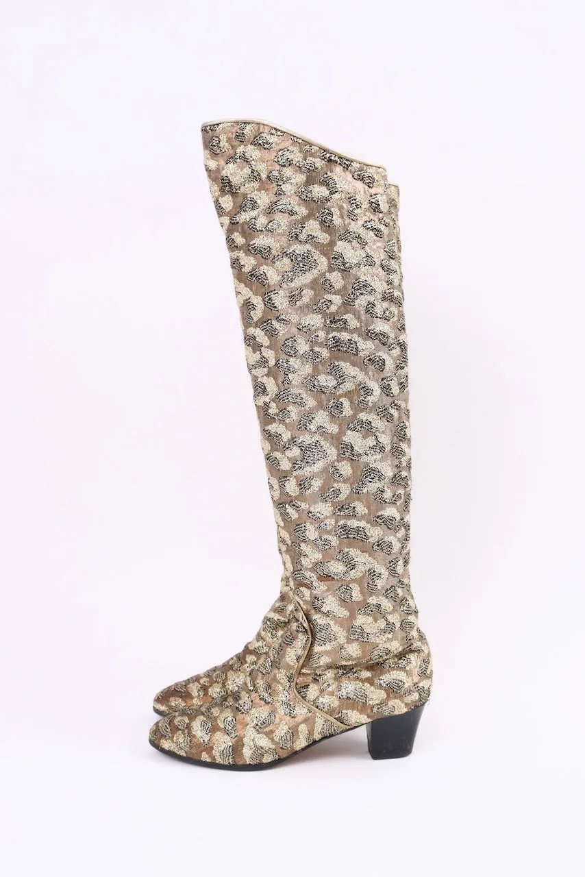 Rare F/W 1989 Runway Vintage YVES SAINT LAURENT Brocade Boots