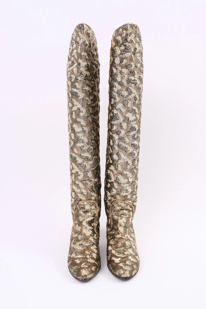 Rare F/W 1989 Runway Vintage YVES SAINT LAURENT Brocade Boots