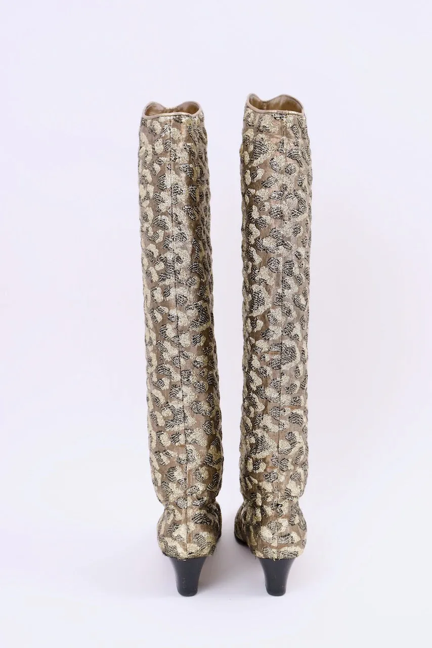 Rare F/W 1989 Runway Vintage YVES SAINT LAURENT Brocade Boots