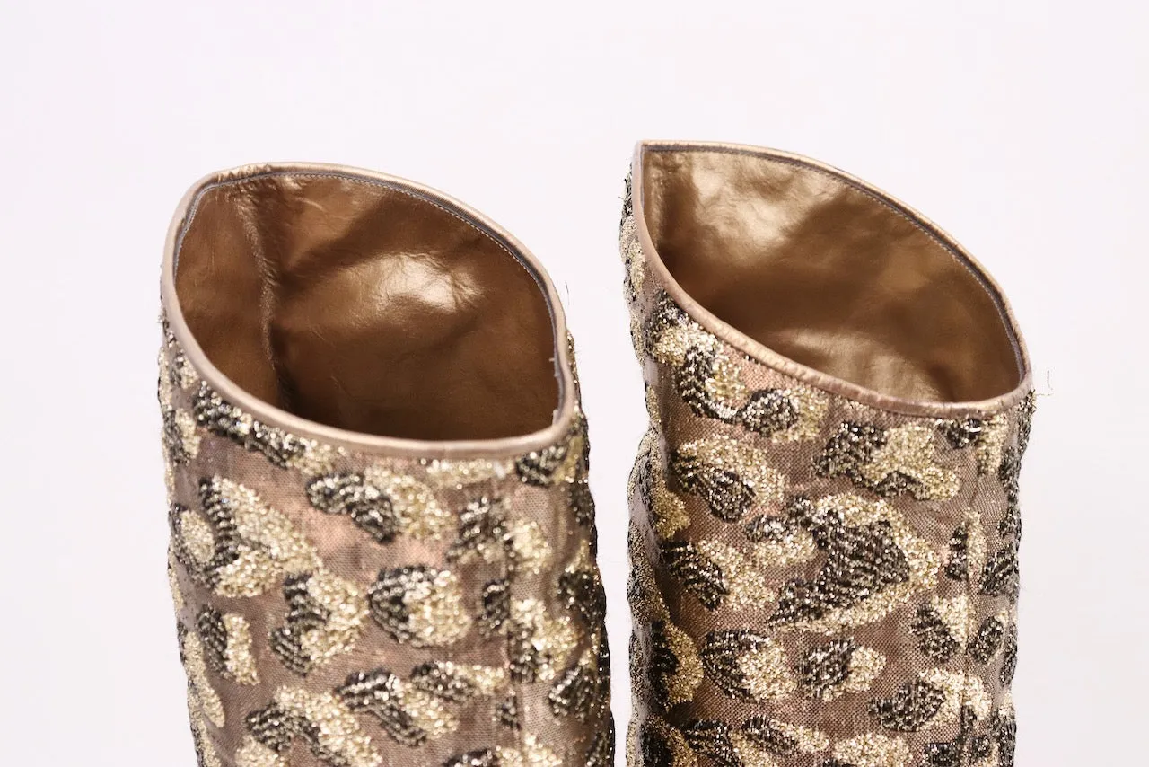 Rare F/W 1989 Runway Vintage YVES SAINT LAURENT Brocade Boots