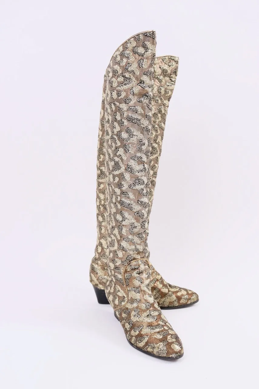 Rare F/W 1989 Runway Vintage YVES SAINT LAURENT Brocade Boots