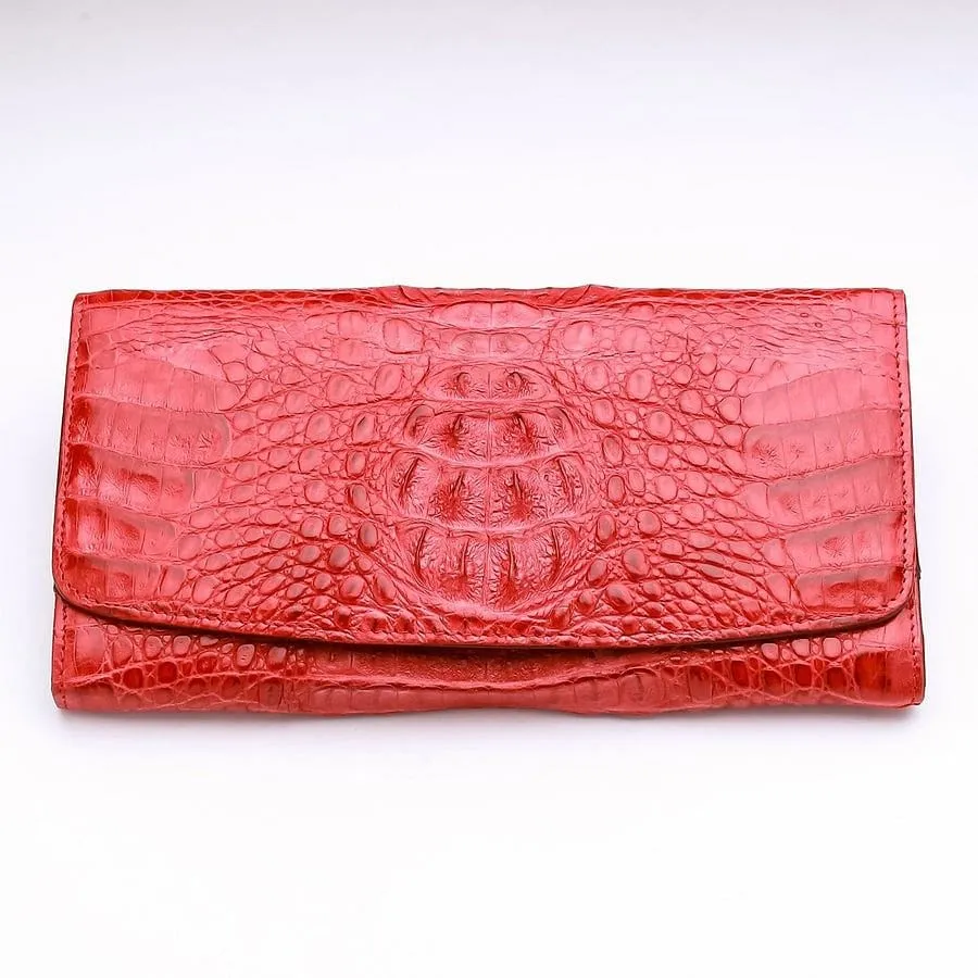 Red Crocodile Hornback Leather Ladies Wallet