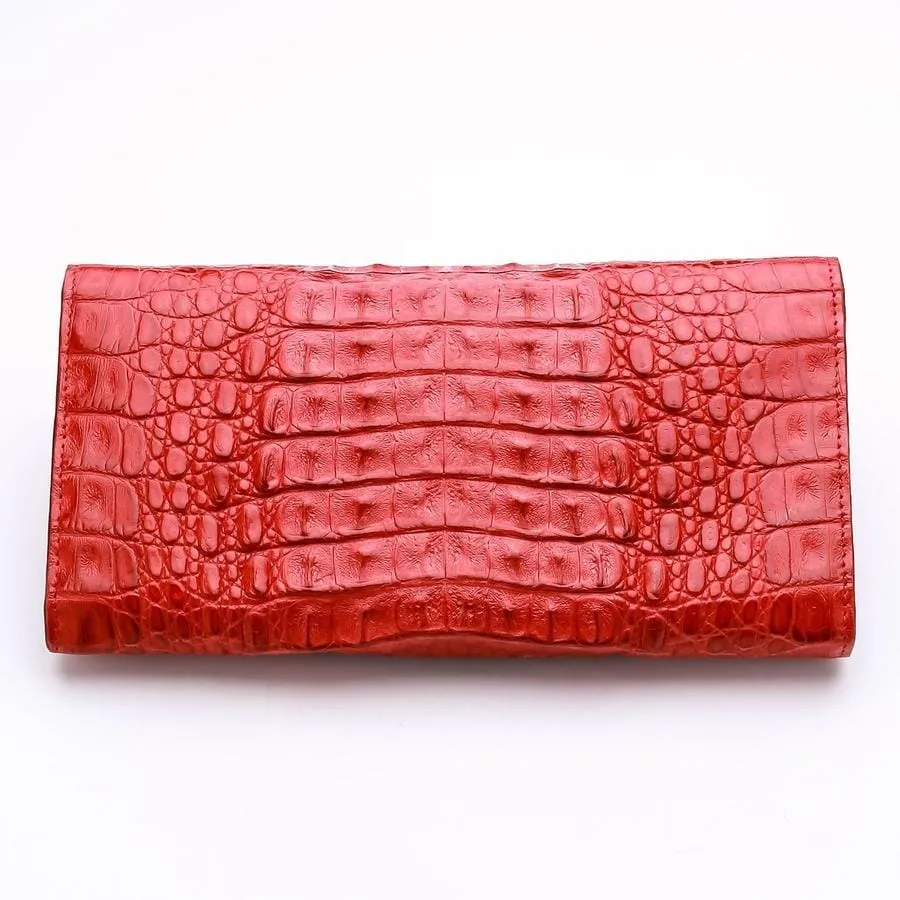 Red Crocodile Hornback Leather Ladies Wallet