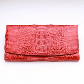 Red Crocodile Hornback Leather Ladies Wallet