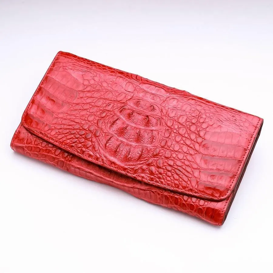 Red Crocodile Hornback Leather Ladies Wallet