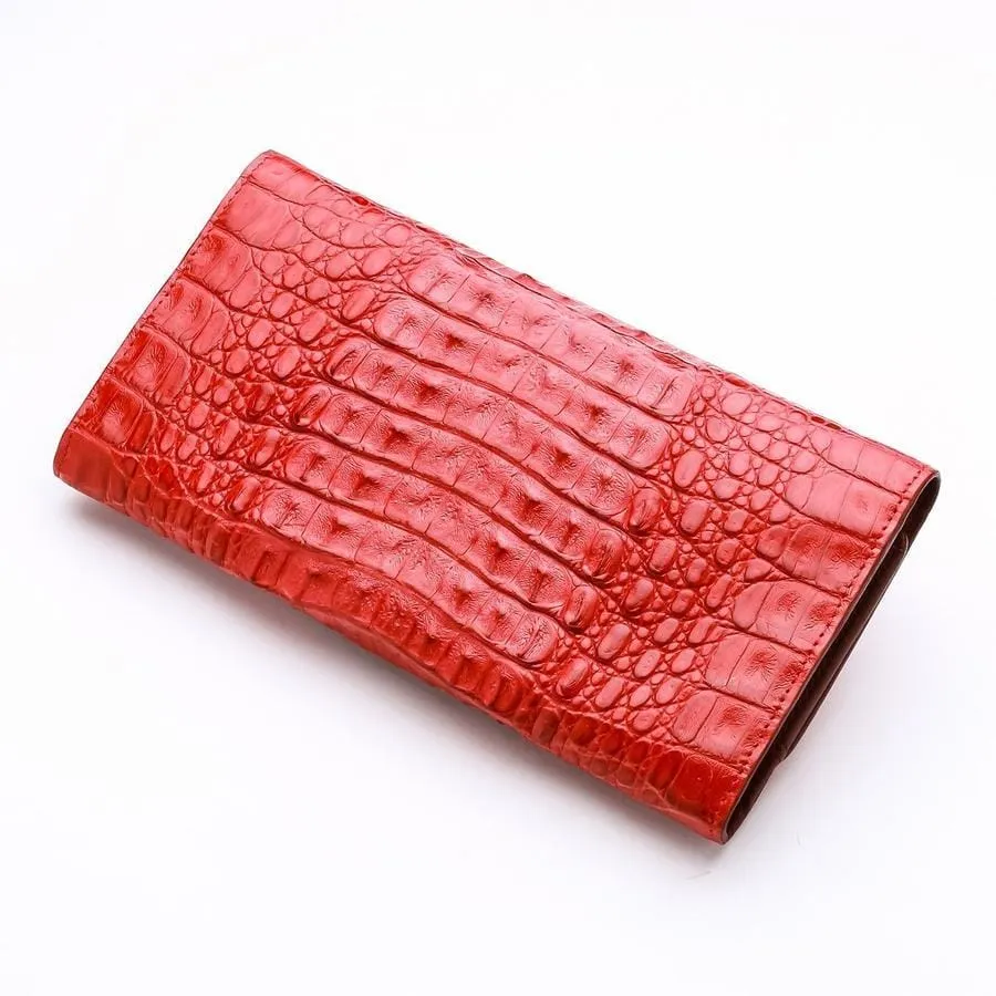 Red Crocodile Hornback Leather Ladies Wallet