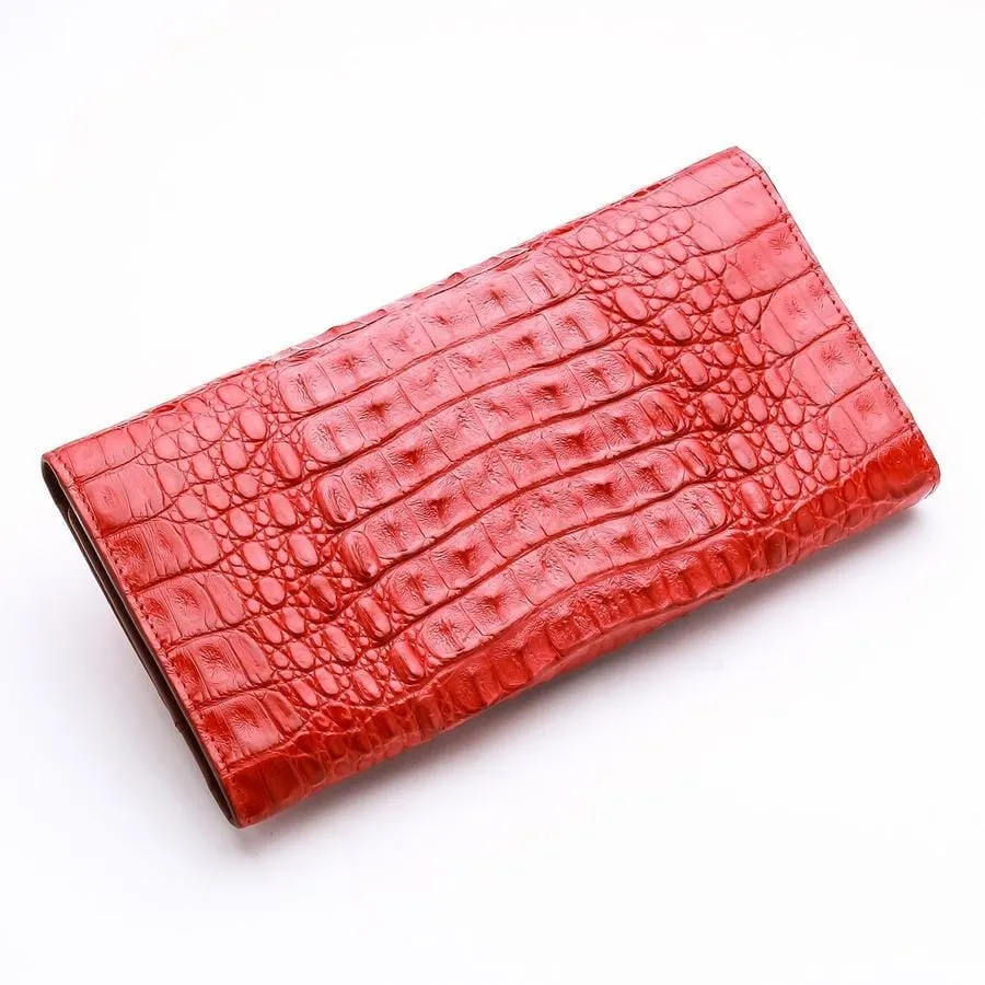 Red Crocodile Hornback Leather Ladies Wallet