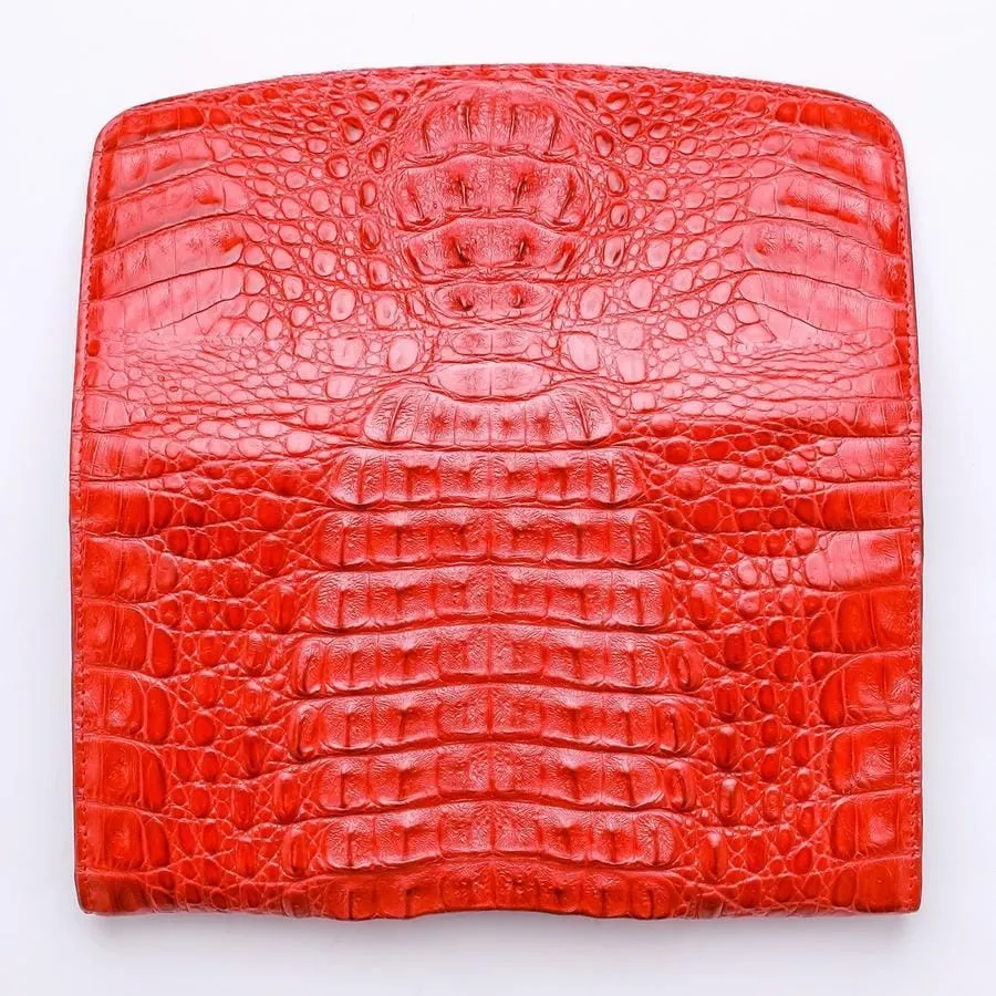 Red Crocodile Hornback Leather Ladies Wallet