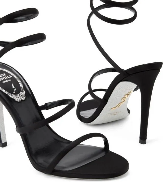 René Caovilla Cleo satin sandals Black