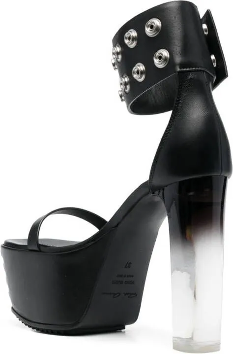 Rick Owens Edfu 135mm studded platform sandals Black