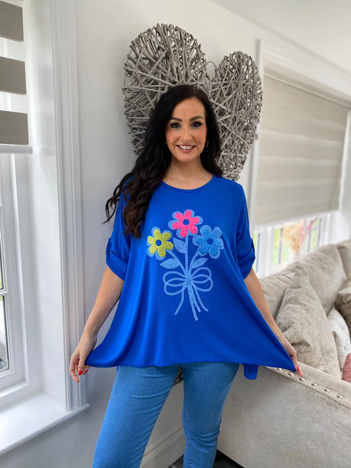 Royal Blue Floral Top Anastasia