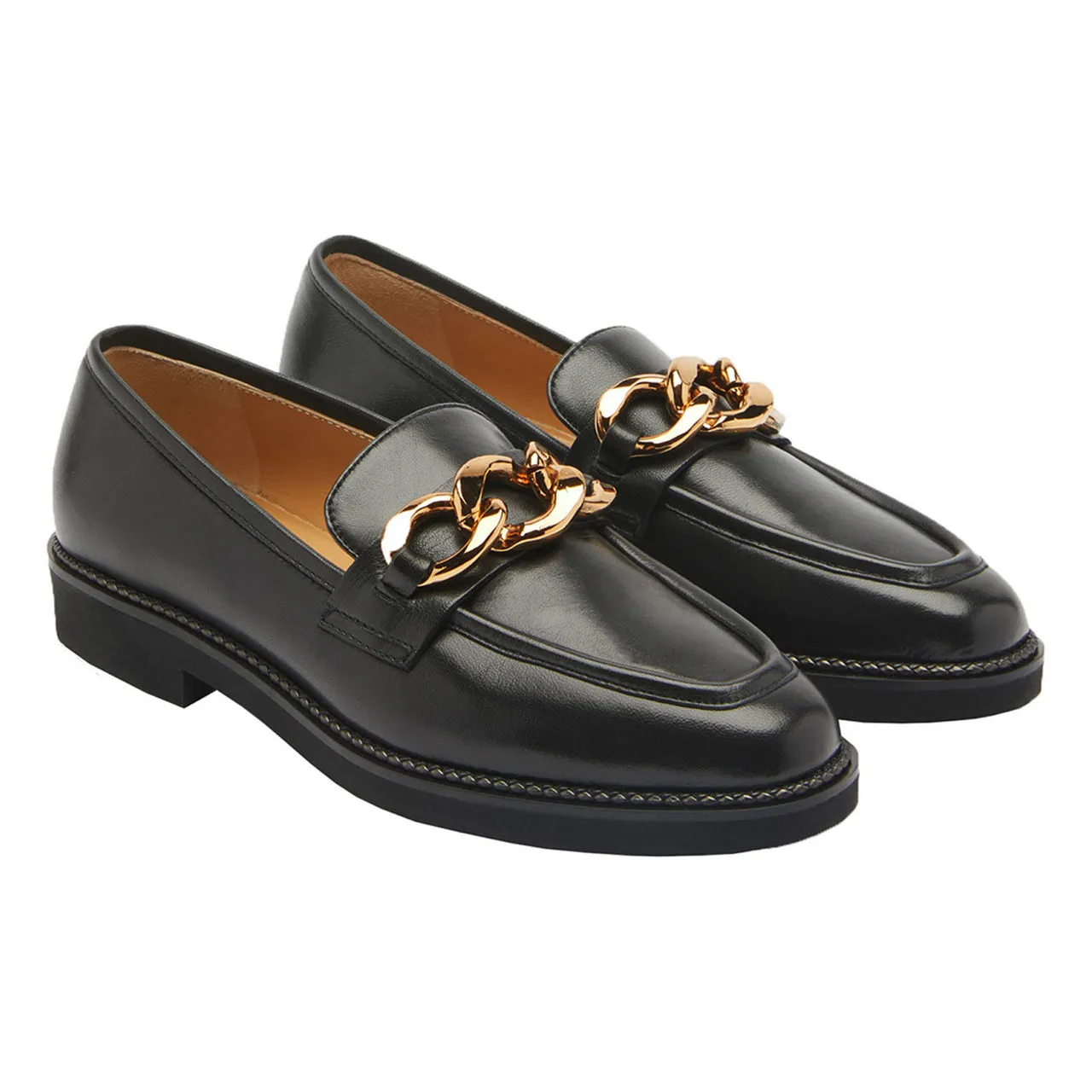 RUSSELL & BROMLEY Cleopatra Chain Loafers - Black