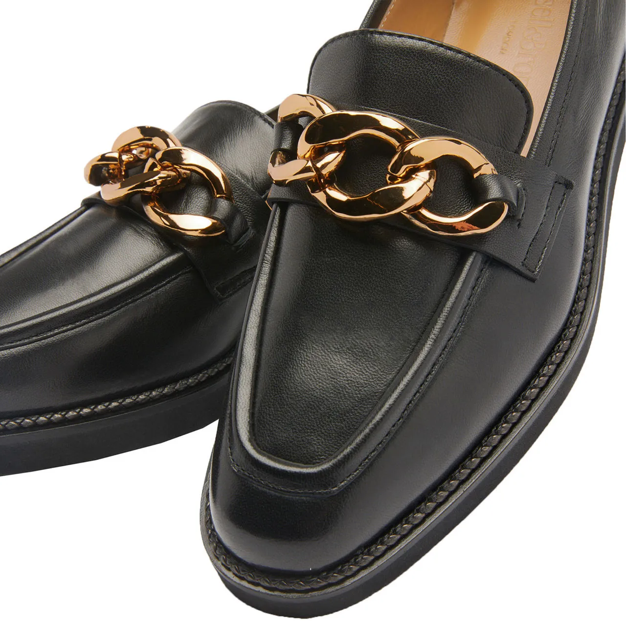 RUSSELL & BROMLEY Cleopatra Chain Loafers - Black