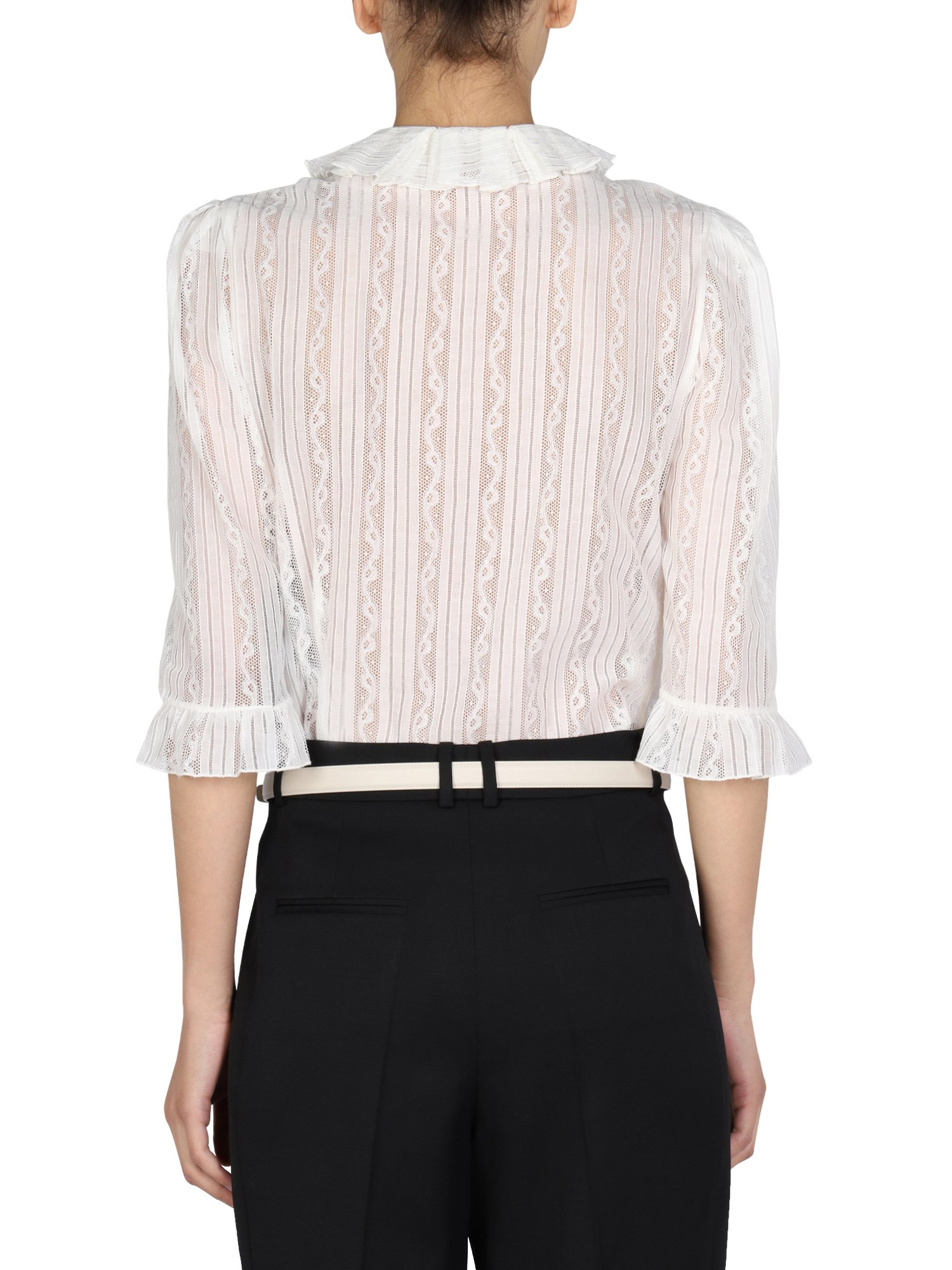 SAINT LAURENT    LACE RUCHING BLOUSE