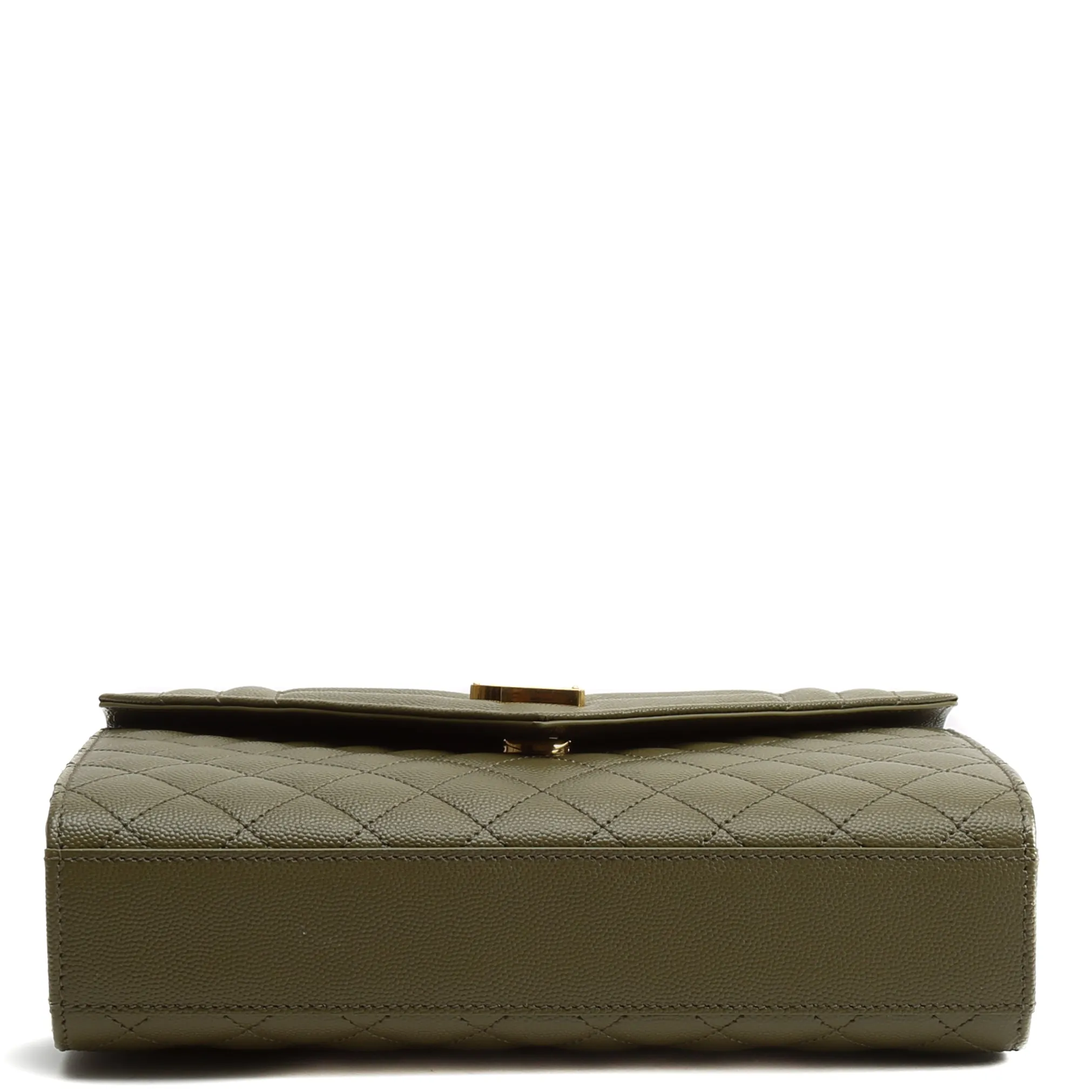 SAINT LAURENT Medium Envelope Triquilt Flap Bag - Khaki