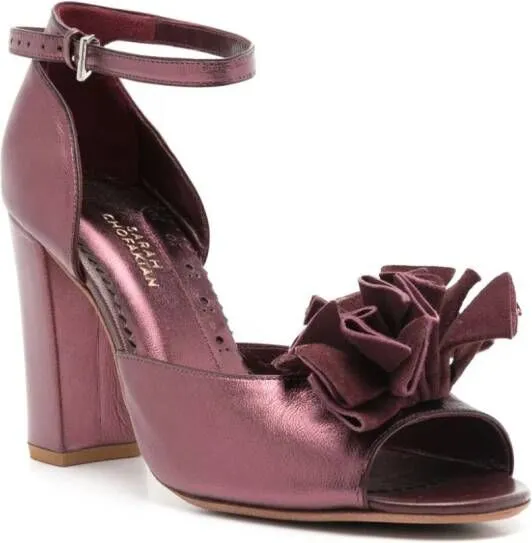 Sarah Chofakian Chantilly 75mm metallic sandals Purple