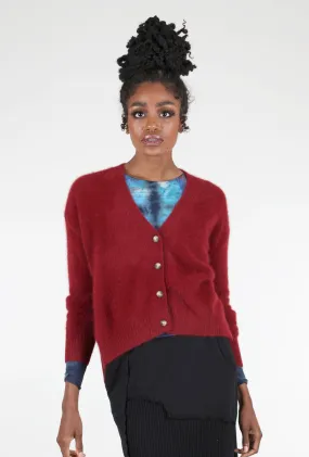 Side Slit Raccoon Grandpa Cardie, Bourgogne Red